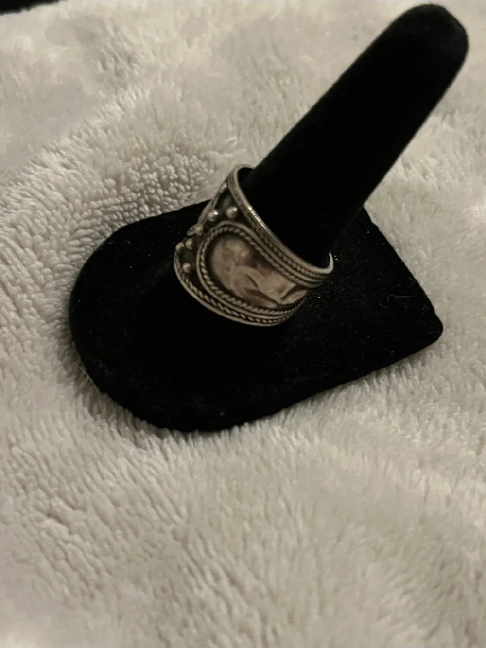 Vintage Sterling Silver Textured Wide Band Ring